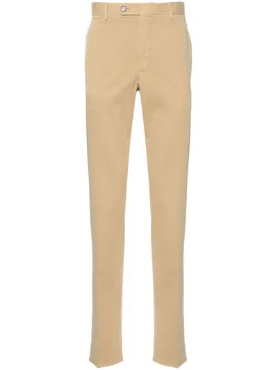 Incotex Strap Detail Slim-cut Trousers In Neutrals