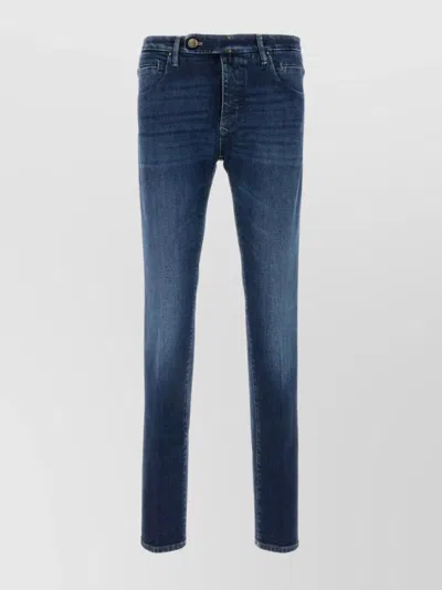 Incotex Stretch Cotton Denim Trousers In Blue