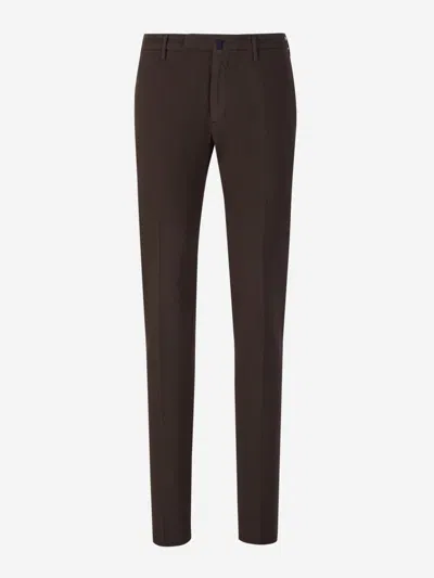 Incotex Stretch Cotton Pants In Brown