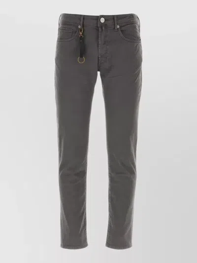 Incotex Stretch Cotton Tapered Leg Pants Belt Loops In Gray