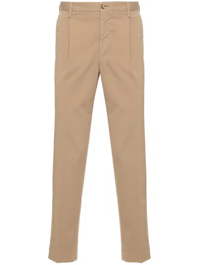 Incotex Stretch-cotton Tapered Trousers In Brown
