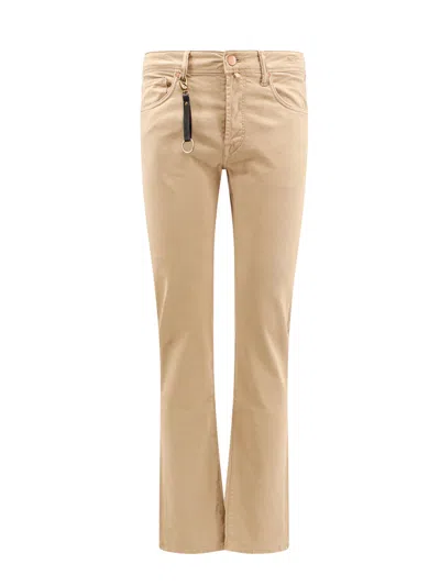 INCOTEX STRETCH COTTON TROUSER WITH BACK SUEDE LOGO PATCH