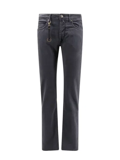 INCOTEX STRETCH COTTON TROUSER WITH BACK SUEDE LOGO PATCH