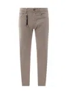 Incotex Stretch Cotton Trouser With Back Suede Logo Patch In Brown