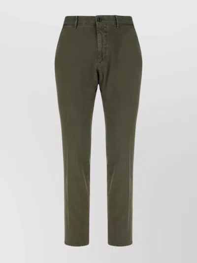 Incotex Stretch Cotton Trousers With Pockets And Loops In Green