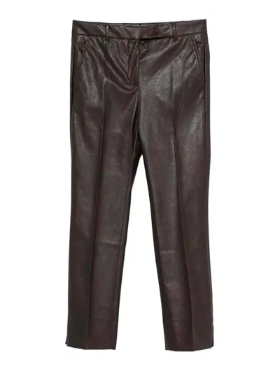 Incotex Stretch Faux Leather Slim Fit Trousers In Beige