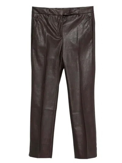 Incotex Stretch Faux Leather Slim Fit Trousers In Black