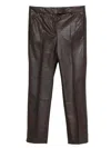 Incotex Slim Fit Stretch Faux Leather Trousers In Brown