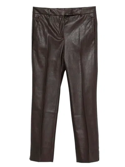 Incotex Stretch Faux Leather Slim Fit Trousers Clothing In Burgundy