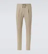 Incotex Striped Cotton And Linen Tapered Pants In Neutral