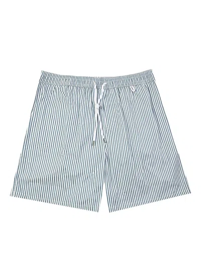 Incotex Gestreifte Badeshorts Mit Kordelzug In Gray