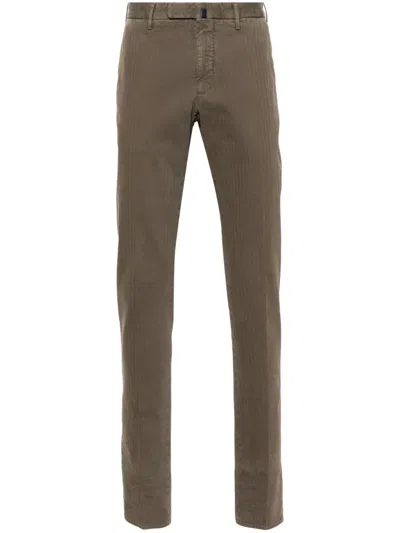 Incotex Striped Mid-rise Tailored Trousers In Grey