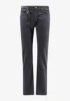 Incotex Stretch Cotton Trouser With Back Suede Logo Patch In Blue