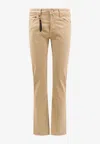 Incotex Suede Logo Patch Straight-leg Pants In Nude