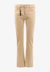 Incotex Stretch Cotton Trouser With Back Suede Logo Patch In Beige