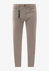 Incotex Stretch Cotton Trouser With Back Suede Logo Patch In Gray