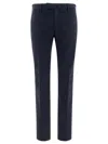 Incotex Tailored Black Trousers In Soft Cotton-elastane Blend In Blue