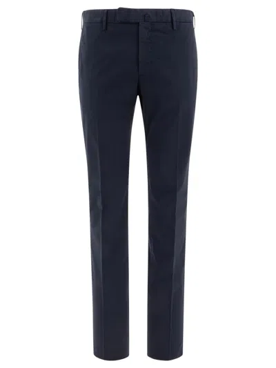 INCOTEX INCOTEX TAILORED BLACK TROUSERS IN SOFT COTTON-ELASTANE BLEND