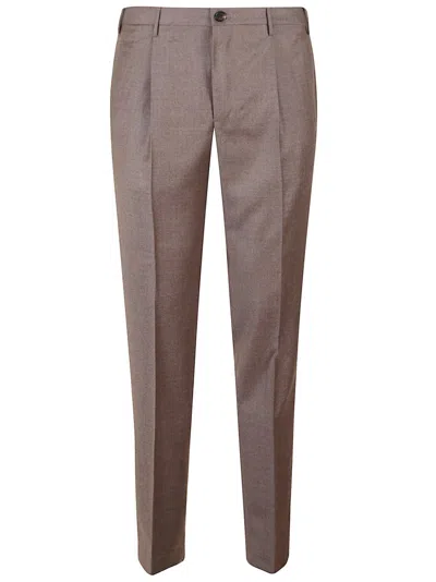 Incotex Tailored Brown Wool Trousers With Sharp Creases
