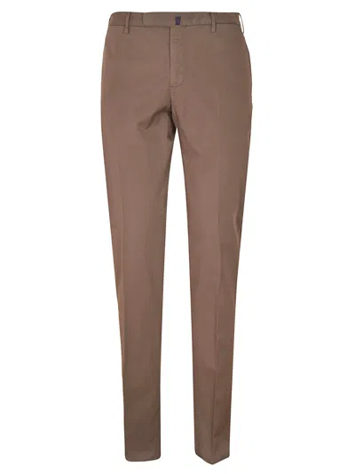 Incotex Tailored Cotton Pants With Classic Waistband In Brown
