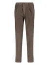 Incotex Tailored Green Trousers With Structured Waistband In Brown
