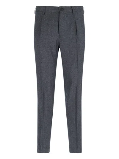 INCOTEX TAILORED GREY VIRGIN WOOL CHINOS