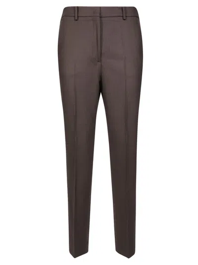 Incotex Tailored Neutral Straight-leg Pants With Elasticized Back Waistband In Brown