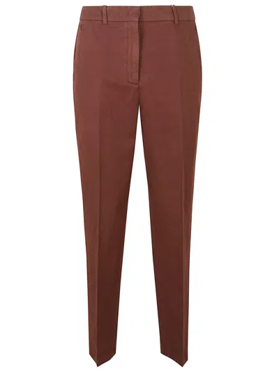 Incotex Tailored Straight-leg Cotton Pants With Snug Waistband In Brown