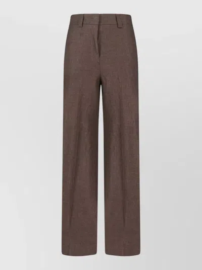 Incotex Tailored Straight Trousers Belt Loops Back Pocket In Brown