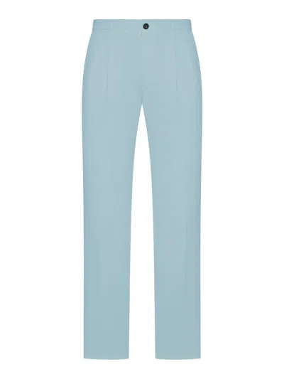 Incotex Tailored Tailored Trousers In Cotton And Linen Blend In Blue
