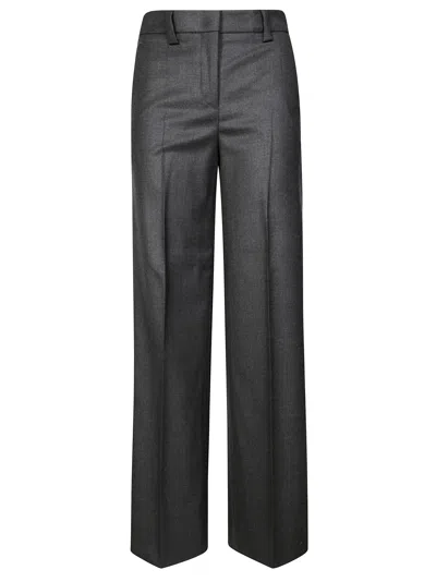 Incotex Tailored Wide-leg Pants In Soft Flannel Grey In Black