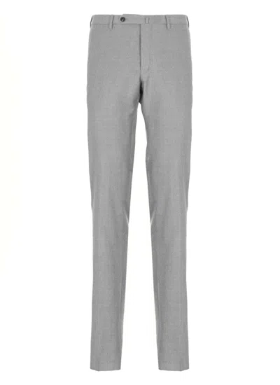 Incotex Tailored Wool And Cotton Blend Pants With Buttoned Details In Gray