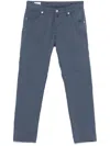 Incotex Logo-patch Tapered Trousers In Blue