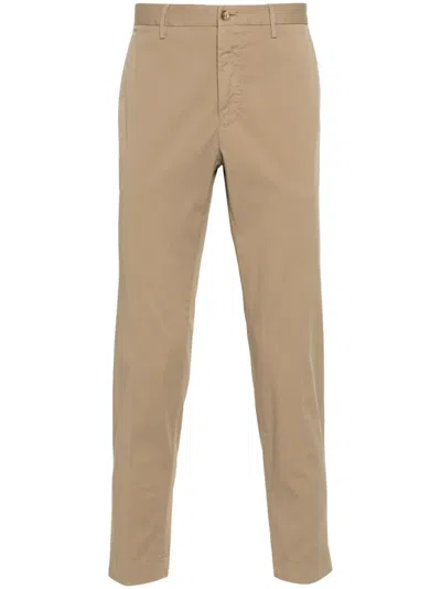 Incotex Tapered Cotton Chino Trousers In Braun