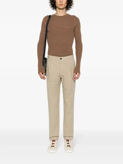Incotex Tapered Cotton Trousers In Nude