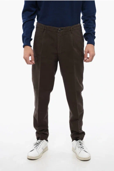 Incotex Tapered Fit Cotton Stretch Pants In Green