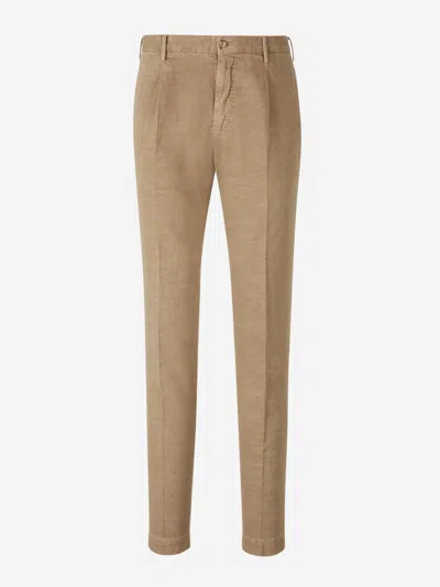 Incotex Cotton Corduroy Trousers In Taupe