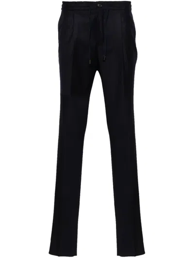 Incotex Drawstring Felted Trousers In Blue