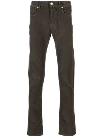 Incotex Tapered-leg Key-pendant Jeans In Brown