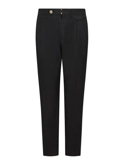 Incotex Tapered Leg Trousers In Black Stretch Cotton