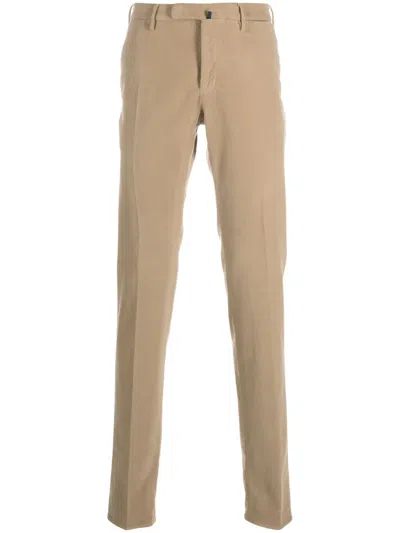 Incotex Tapered-leg Velour Trousers In Neutrals