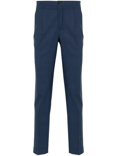 Incotex Tapered Virgin Wool Trousers In Blue