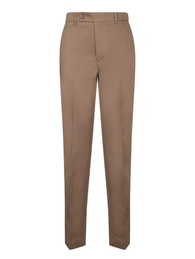 Incotex Tapered Wool Trousers In Beige In Brown