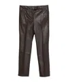 Incotex Slim Fit Stretch Faux Leather Trousers In Brown