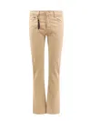 Incotex Stretch Cotton Trouser With Back Suede Logo Patch In Beige