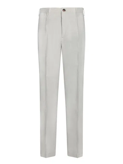 Incotex Carrot Fit Poplin Trousers In Blue In White