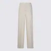Incotex Trousers Linen Wide Leg In Metallic