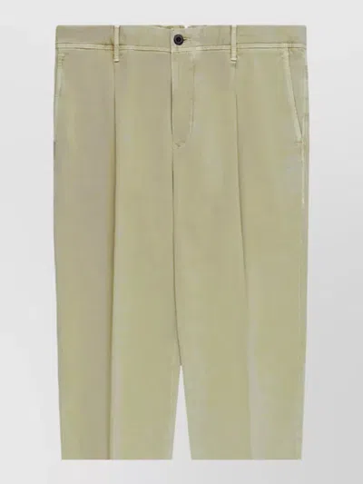 Incotex Trousers Belt Loops Pleated Front Straight Leg In Green
