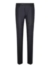 Incotex Dark Blue Wool Flannel Trousers In Black