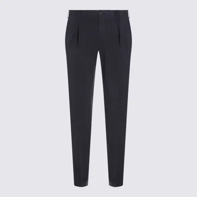 Incotex Trousers Blue And Green In Black